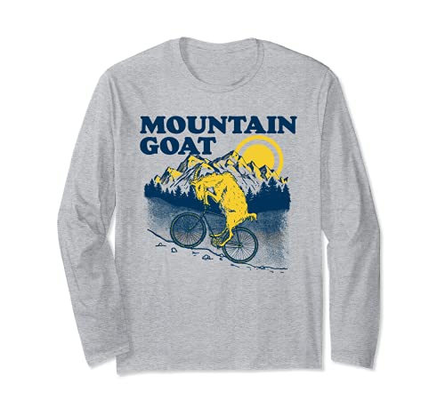 Mountain Goat Funny Mountain Biking Goat Biker Vintage 80s Manga Larga