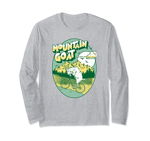 Mountain Goat Funny Mountain Biking Goat Biker Vintage 80s Manga Larga