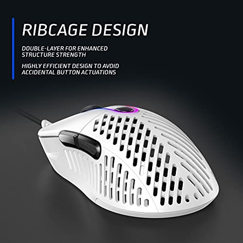 Mountain Makalu 67 RGB Gaming Mouse con exclusivo diseño de aletas patentado en diseño ligero, sensor PixArt PAW3370 y pies 100% PTFE (negro)