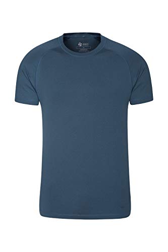 Mountain Warehouse Agra Camiseta mélange para Hombre - Ligera, cómoda, con Cuello Redondo, de Secado rápido y protección UV - para Viajar y Caminar Azul petróleo 3XL