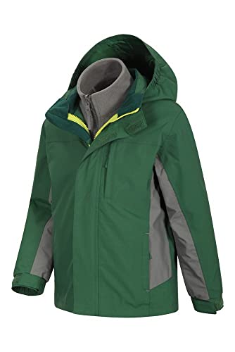 Mountain Warehouse Chaqueta Cannonball Impermeable Infantil - Triclimate Transpirable, Costuras Selladas, Capucha Desmontable, Cuello de Punto - Paseos y excursiones, Invierno Caqui Oscuro 11-12 Años