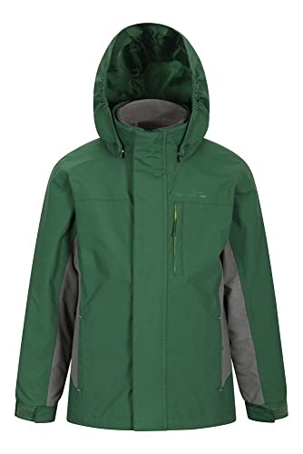 Mountain Warehouse Chaqueta Cannonball Impermeable Infantil - Triclimate Transpirable, Costuras Selladas, Capucha Desmontable, Cuello de Punto - Paseos y excursiones, Invierno Caqui Oscuro 11-12 Años