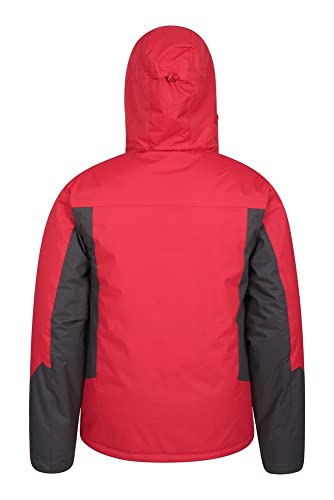 Mountain Warehouse Chaqueta de esquí Dusk para Hombre - Chubasquero Resistente al Agua, Forro de Felpa, Abrigo con faldón antinieve para Hombre, puños y Capucha Ajustables, Invierno Rojo Oscuro 3XL