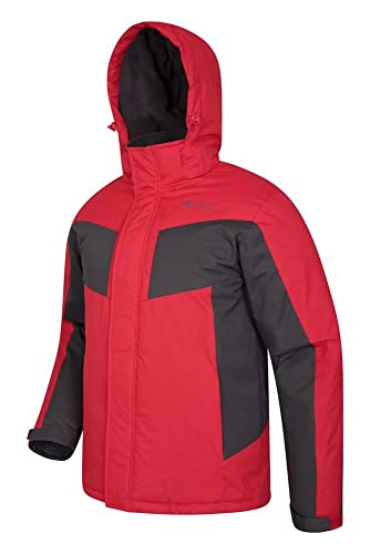 Mountain Warehouse Chaqueta de esquí Dusk para Hombre - Chubasquero Resistente al Agua, Forro de Felpa, Abrigo con faldón antinieve para Hombre, puños y Capucha Ajustables, Invierno Rojo Oscuro 3XL