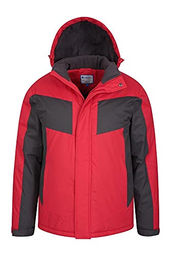 Mountain Warehouse Chaqueta de esquí Dusk para Hombre - Chubasquero Resistente al Agua, Forro de Felpa, Abrigo con faldón antinieve para Hombre, puños y Capucha Ajustables, Invierno Rojo Oscuro 3XL