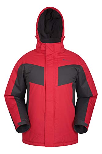 Mountain Warehouse Chaqueta de esquí Dusk para Hombre - Chubasquero Resistente al Agua, Forro de Felpa, Abrigo con faldón antinieve para Hombre, puños y Capucha Ajustables, Invierno Rojo Oscuro 3XL