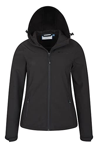 Mountain Warehouse Chaqueta Exodus Softshell para Mujer - Impermeable, Transpirable y con Parte Trasera más larg - Ideal para Paseos, Viajes y excursiones Negro 42