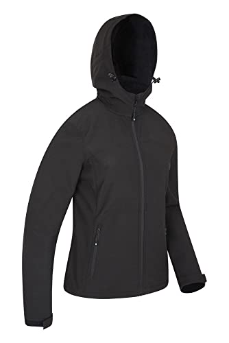 Mountain Warehouse Chaqueta Exodus Softshell para Mujer - Impermeable, Transpirable y con Parte Trasera más larg - Ideal para Paseos, Viajes y excursiones Negro 42