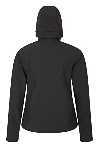 Mountain Warehouse Chaqueta Exodus Softshell para Mujer - Impermeable, Transpirable y con Parte Trasera más larg - Ideal para Paseos, Viajes y excursiones Negro 42