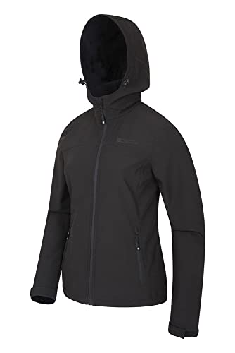 Mountain Warehouse Chaqueta Exodus Softshell para Mujer - Impermeable, Transpirable y con Parte Trasera más larg - Ideal para Paseos, Viajes y excursiones Negro 42