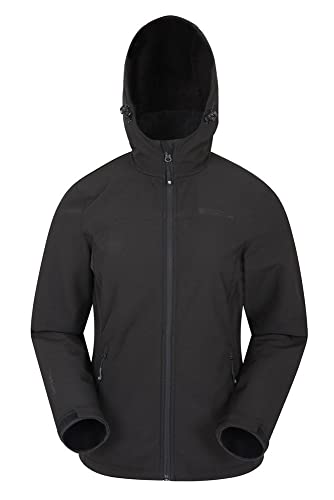 Mountain Warehouse Chaqueta Exodus Softshell para Mujer - Impermeable, Transpirable y con Parte Trasera más larg - Ideal para Paseos, Viajes y excursiones Negro 42