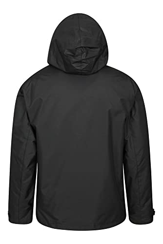 Mountain Warehouse Chaqueta Fell Impermeable 3 en 1 para Hombre - Chubasquero con Capucha Ajustable, Forro Polar, Interior Desmontable, Bolsillos, Invierno Negro M