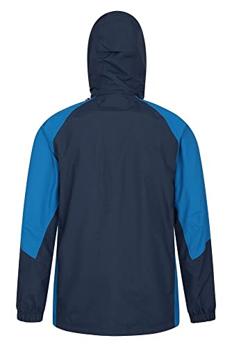 Mountain Warehouse Chaqueta Gust para Hombre - Impermeable para Lluvia, Forro de Malla, Secado rápido, Transpirable, Capucha Plegable - para Caminar, Viajar, Acampar Azul XXL