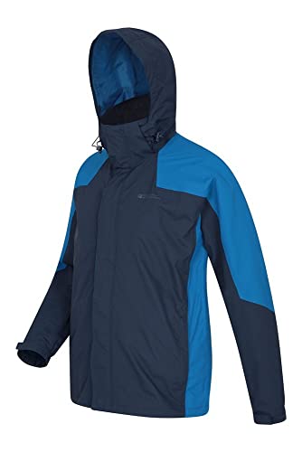 Mountain Warehouse Chaqueta Gust para Hombre - Impermeable para Lluvia, Forro de Malla, Secado rápido, Transpirable, Capucha Plegable - para Caminar, Viajar, Acampar Azul XXL