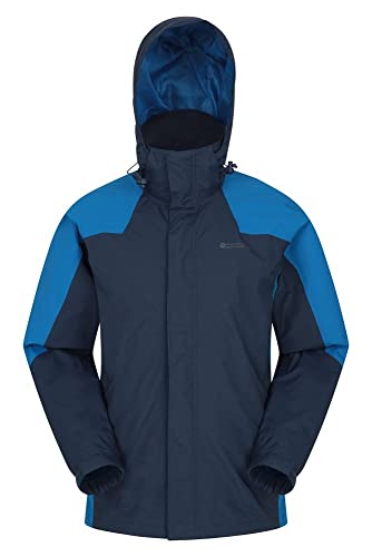 Mountain Warehouse Chaqueta Gust para Hombre - Impermeable para Lluvia, Forro de Malla, Secado rápido, Transpirable, Capucha Plegable - para Caminar, Viajar, Acampar Azul XXL