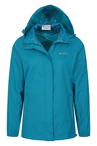 Mountain Warehouse Chaqueta Pakka para Mujer - Chubasquero Impermeable, Chaqueta Informal Plegable, Transpirable, Ligera, Abrigo cómodo para Mujer - para Viajar, Caminar Verdes Aguas Oscuro 36