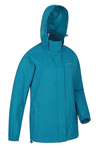 Mountain Warehouse Chaqueta Pakka para Mujer - Chubasquero Impermeable, Chaqueta Informal Plegable, Transpirable, Ligera, Abrigo cómodo para Mujer - para Viajar, Caminar Verdes Aguas Oscuro 36