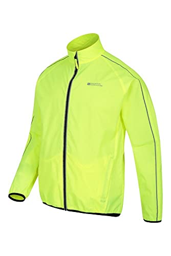 Mountain Warehouse Chaqueta Running Impermeable Force Hombre - Chaqueta Lluvia Unisex, Malla Espalda Aerada -Running & Cycling Amarillo XXS