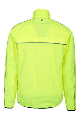 Mountain Warehouse Chaqueta Running Impermeable Force Hombre - Chaqueta Lluvia Unisex, Malla Espalda Aerada -Running & Cycling Amarillo XXS