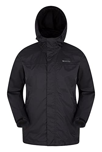 Mountain Warehouse Chaqueta Torrent para Hombre - Chubasquero, Abrigo Ligero, Ropa de Abrigo con Costuras termoselladas, Chaqueta Informal con Dos Bolsillos -para Viajar Negro XS