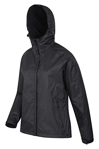 Mountain Warehouse Chaqueta Torrent para Mujer - Chubasquero Impermeable, Abrigo Ligero, Chaqueta con Dos Bolsillos con Cremallera para Mujer -Ideal para Viajar, Acampar Negro 42