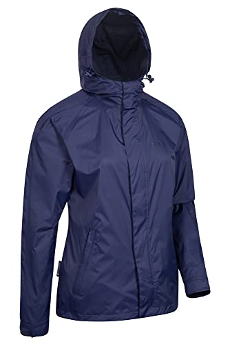 Mountain Warehouse Chaqueta Torrent para Mujer - Chubasquero Impermeable, Abrigo Ligero, Chaqueta con Dos Bolsillos con Cremallera para Mujer -Ideal para Viajar, Acampar Azul Marino 42