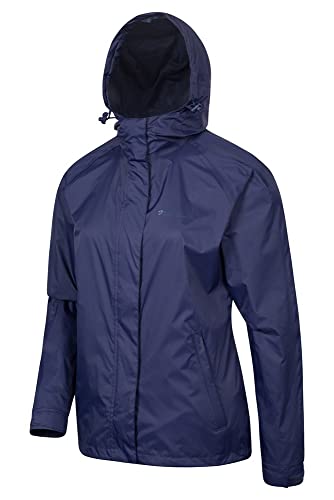 Mountain Warehouse Chaqueta Torrent para Mujer - Chubasquero Impermeable, Abrigo Ligero, Chaqueta con Dos Bolsillos con Cremallera para Mujer -Ideal para Viajar, Acampar Azul Marino 42