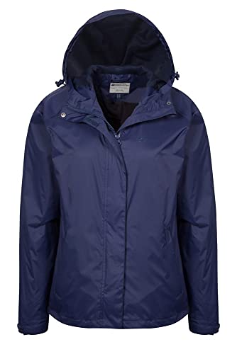Mountain Warehouse Chaqueta Torrent para Mujer - Chubasquero Impermeable, Abrigo Ligero, Chaqueta con Dos Bolsillos con Cremallera para Mujer -Ideal para Viajar, Acampar Azul Marino 42