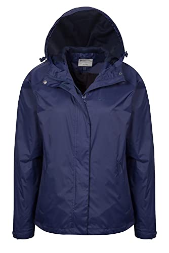 Mountain Warehouse Chaqueta Torrent para Mujer - Chubasquero Impermeable, Abrigo Ligero, Chaqueta con Dos Bolsillos con Cremallera para Mujer -Ideal para Viajar, Acampar Azul Marino 42