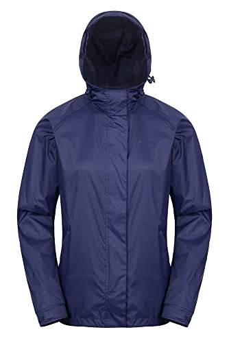 Mountain Warehouse Chaqueta Torrent para Mujer - Chubasquero Impermeable, Abrigo Ligero, Chaqueta con Dos Bolsillos con Cremallera para Mujer -Ideal para Viajar, Acampar Azul Marino 42