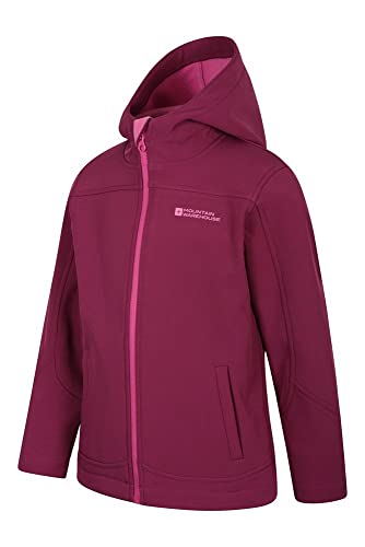 Mountain Warehouse Exodus Chaqueta Softshell para niño - Chaqueta Impermeable con Forro Polar, Cortavientos, Transpirable Trekking, montaña y Entretiempo Color Baya 11-12 Años