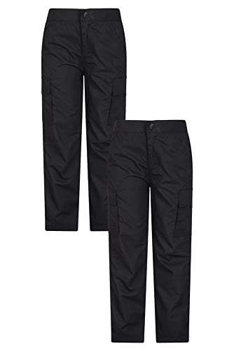 Mountain Warehouse Pantalón Active para niños - Pantalón ligero para niños, pantalón de secado rápido para cualquier época del año - Para viajar, acampar Negro 7-8 Años