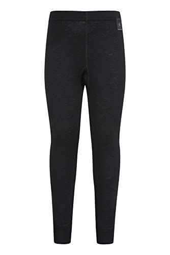 Mountain Warehouse Pantalón térmico de Lana Merino para niños - Transpirable, Ligero, Antibacteriano, fácil de Transportar, niños y niñas, Invierno Negro 11-12 Años