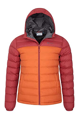 Mountain Warehouse Seasons Chaqueta Acolchada para Hombre - Chaqueta térmica Impermeable, Ligera y Aislante, con Capucha y Relleno de Microfibra - Ideal para la montaña Naranja Quemado S