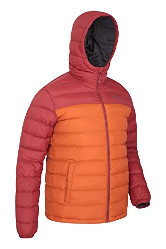 Mountain Warehouse Seasons Chaqueta Acolchada para Hombre - Chaqueta térmica Impermeable, Ligera y Aislante, con Capucha y Relleno de Microfibra - Ideal para la montaña Naranja Quemado S