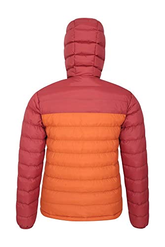 Mountain Warehouse Seasons Chaqueta Acolchada para Hombre - Chaqueta térmica Impermeable, Ligera y Aislante, con Capucha y Relleno de Microfibra - Ideal para la montaña Naranja Quemado S