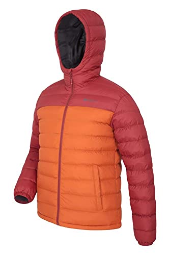 Mountain Warehouse Seasons Chaqueta Acolchada para Hombre - Chaqueta térmica Impermeable, Ligera y Aislante, con Capucha y Relleno de Microfibra - Ideal para la montaña Naranja Quemado S