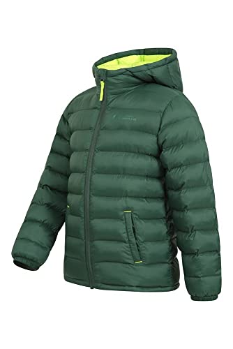 Mountain Warehouse Seasons Chaqueta Acolchada para niño - Chaqueta de Invierno Impermeable, Aislante, con Capucha y Relleno de Microfibra, el Abrigo Ideal para la Lluvia Caqui 3-4 Años