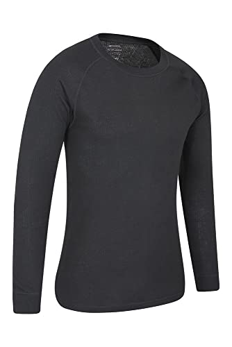 Mountain Warehouse Talus Camiseta térmica para Hombre - Camiseta Interior de Invierno con Manga Larga y Cuello Redondo - Aislante, Transpirable y de Secado rápido Negro XXL