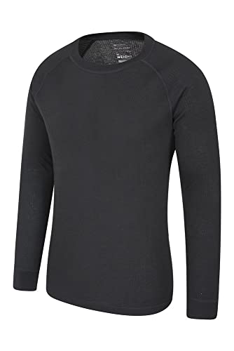 Mountain Warehouse Talus Camiseta térmica para Hombre - Camiseta Interior de Invierno con Manga Larga y Cuello Redondo - Aislante, Transpirable y de Secado rápido Negro XXL