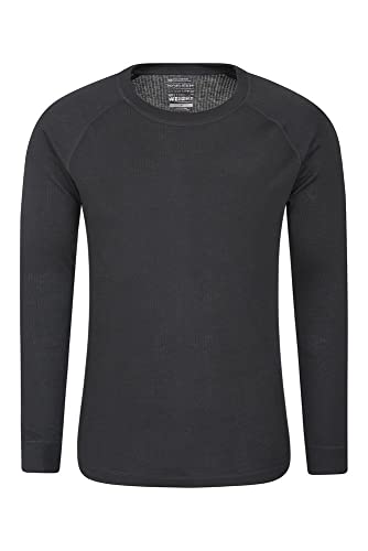 Mountain Warehouse Talus Camiseta térmica para Hombre - Camiseta Interior de Invierno con Manga Larga y Cuello Redondo - Aislante, Transpirable y de Secado rápido Negro XXL