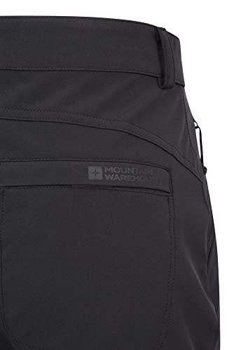 Mountain Warehouse Vermont Pantalón Ligero de Senderismo para Mujer - Softshell elástico, Resistente al Agua y al Viento - Ideal para Caminar, excursiones, Exteriores Negro 44