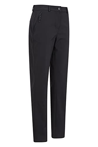 Mountain Warehouse Vermont Pantalón Ligero de Senderismo para Mujer - Softshell elástico, Resistente al Agua y al Viento - Ideal para Caminar, excursiones, Exteriores Negro 44