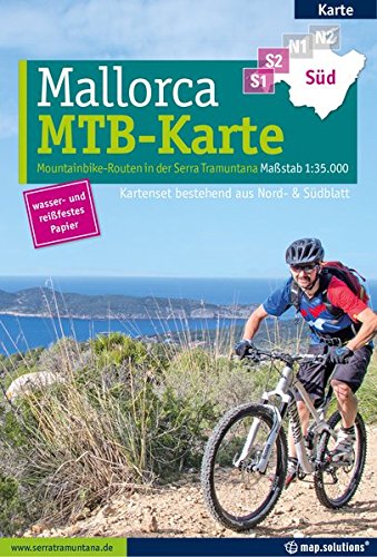 Mountainbikekarte Mallorca (Kartenset mit Nord + Süd-Blatt): Mountainbike-Routen in der Serra Tramuntana