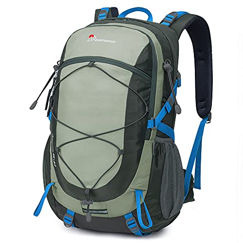 MOUNTAINTOP Mochilas Senderismo 40 litros, Portátil Mochila Trekking Impermeable, Mochilas de Montaña Hombre Mujer para Viajes Acampadas al Aire Libre (Gris)