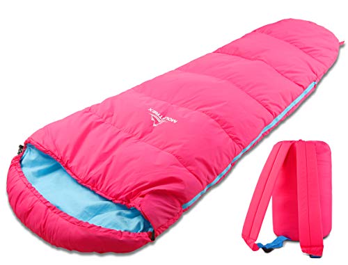 MOUNTREX® Saco de Dormir para niños – Portátil como una Mochila (175 x 70 x 45 cm) – Exterior, Viaje, Acampada, Camping – Saco de Dormir Momia Ligero y Compacto – 100% algodón Forro Interior