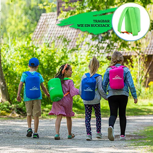 MOUNTREX Saco de dormir para niños, portátil como una mochila (175 x 70 x 45 cm), para exteriores, viajes, acampadas, camping, saco de dormir tipo momia, ligero y compacto, forro interior 100%