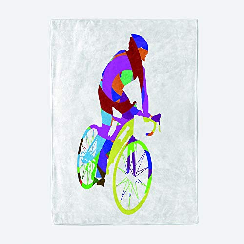 mqlone Mantas De Franela Lana para Cama 3D Impresión Ciclista Cálida Y Suave Manta Decorativa para Cama Sofá O Vacaciones Manta De Viaje Niños Niñas Manta-120X150Cm