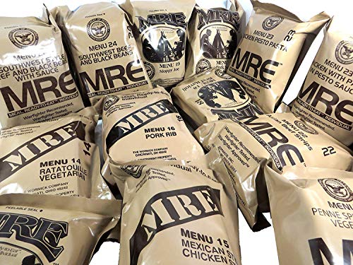 MRE (Meals Ready-to-Eat) – Racionamiento original de los combatientes de guerra de EE. UU.1 paquete de provisiones para militares de diferentes sabores de MRE.