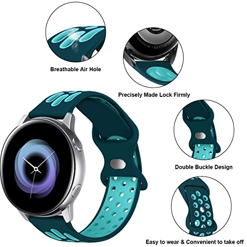 MroTech Correa Compatible con Samsung Galaxy Watch 3 41mm/Galaxy Watch4 40mm 44mm/4 Classic 42mm 46mm/Active/Active2 40mm 44mm Pulsera Repuesto para Garmin Vivoactive 3/Music Banda 20mm Silicona-Azul